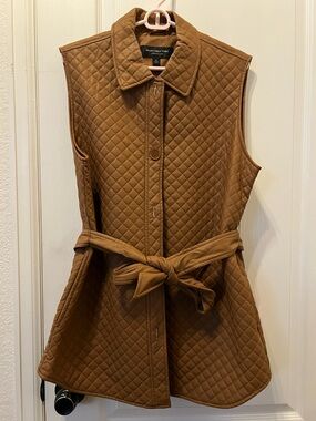 Marc New York Quilted Belted Vest in Tan
